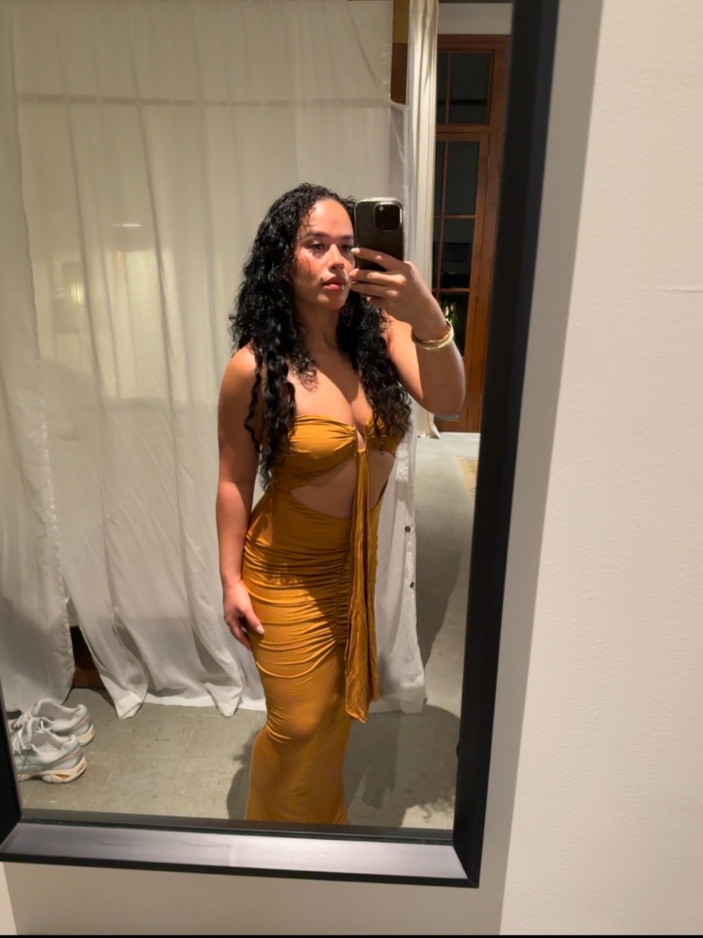 Mustard Yellow Cutout Maxi Dress